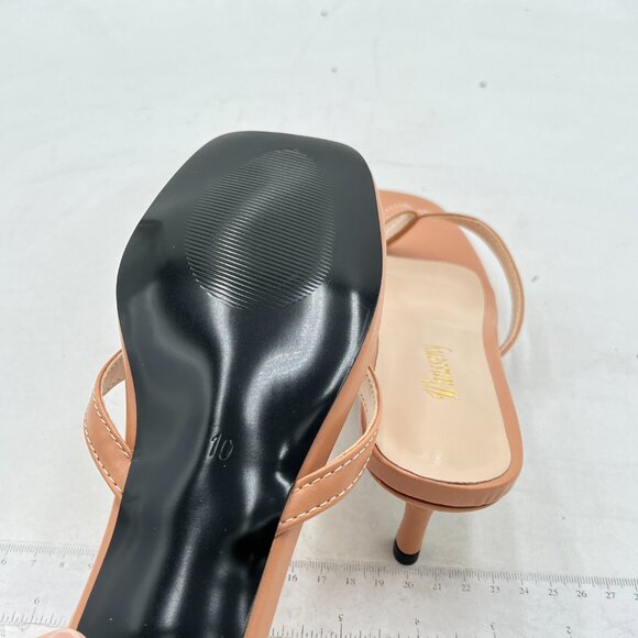 Wansseny Brown Comfy Thong Open Toe Low Heel Flip Flops Slip on Mules Sandals - Picture 5 of 7